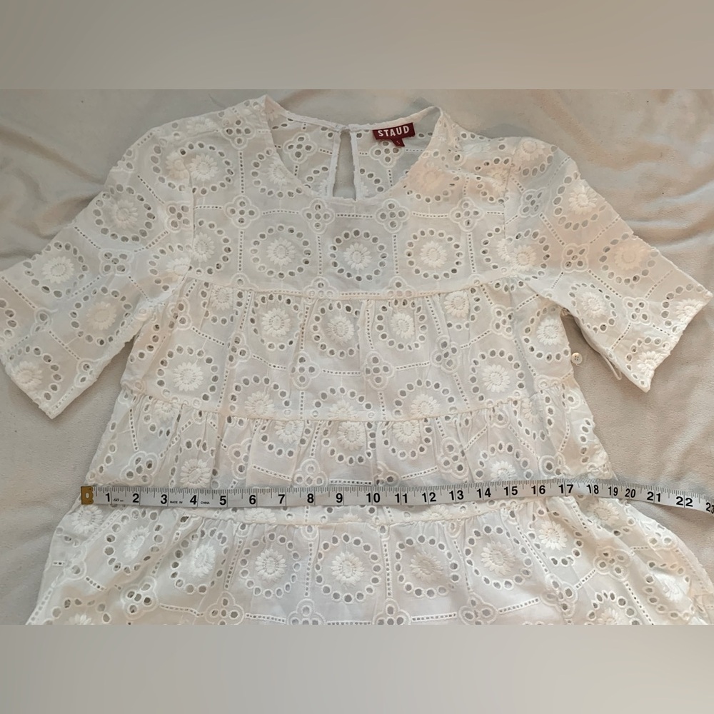 NWT Staud Hyacinth White Eyelet Tiered Maxi Dress Size Small 100% Cotton - Picture 8 of 16